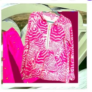 Lilly Pulitzer Skipper Popover Hotty Pink "Oh Cabana Boy" Size Medium